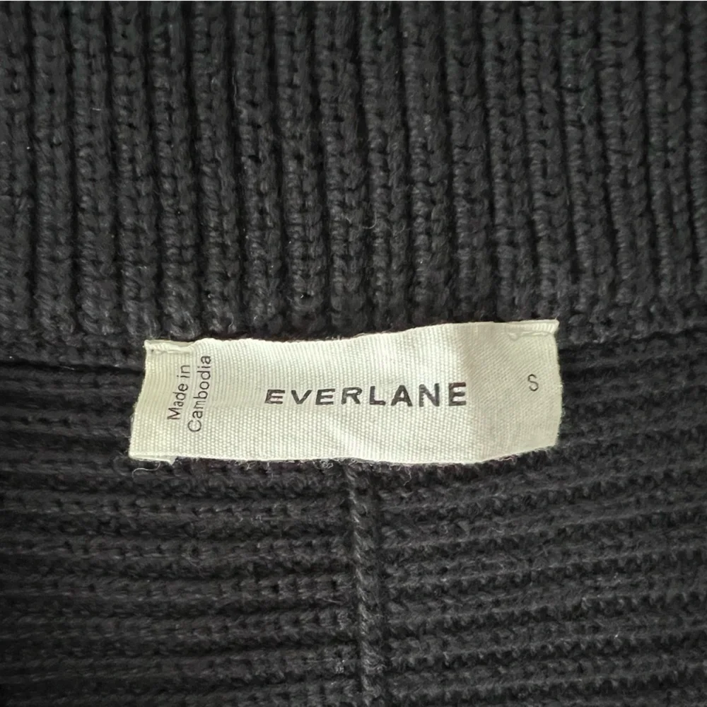 Everlane Half-Zip in Everyday Organic Cotton Knit Sweater in Black, size S